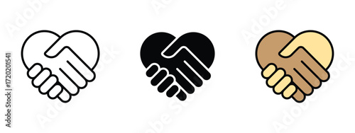 Set of pixel perfect colored Compassion icon, 1 Silhouette, 1 Unexpanded, Compassion icon symbolizing care, empathy, and kindness for others.