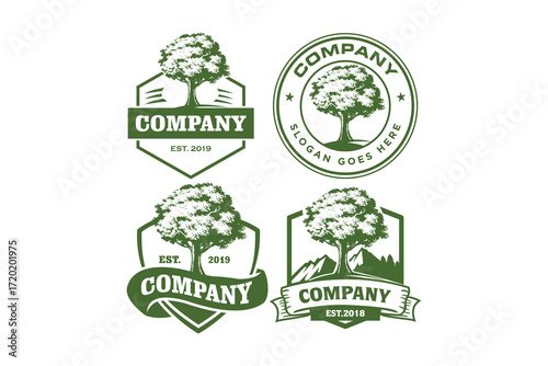 eco friendly set of tree logos