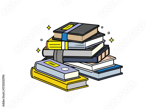 stack of books isolated