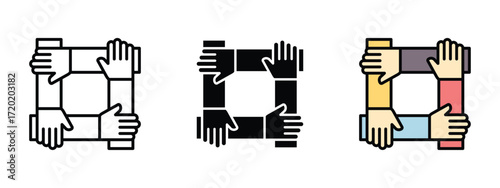 Set of pixel perfect colored Partnership icon, 1 Silhouette, 1 Unexpanded, Symbol of partnership with two shaking hands.