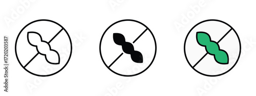Set of pixel perfect colored Soy free icon, 1 Silhouette, 1 Unexpanded, Icon symbolizing soy-free food product.