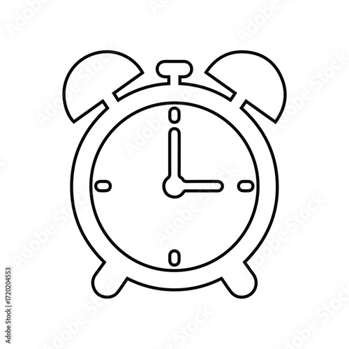 Vector Alarm clock outline showing morning time
