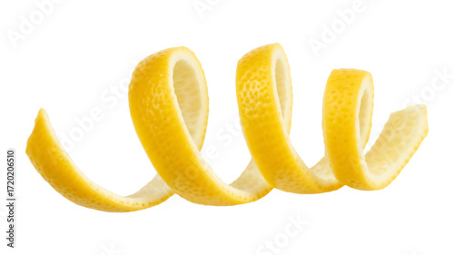Lemon peel twist garnish isolated on transparent background