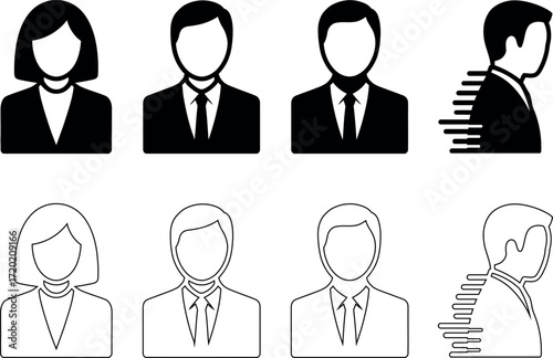 Business avatars set male and female in formal wear vector illustration
