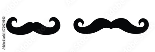 Isolated modern vector mustache icon set. Black shaving  arts on white background. retro style hand drawn silhouette set. EPS 10. 