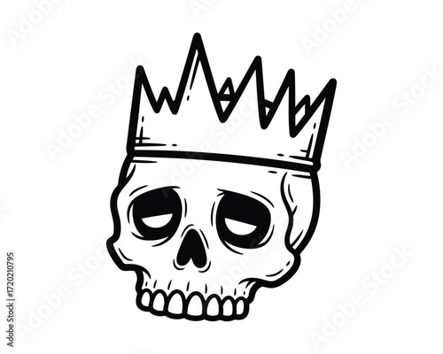 Sad skull wearing a crown a spooky and melancholic hint of darkness