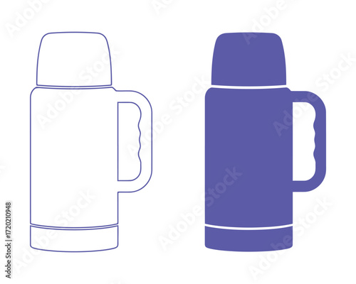 Two thermos flasks one in blue and one in white keeping drinks hot or cold on the go