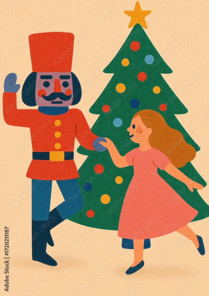 Naklejka premium Festive nutcracker holiday joy