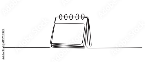 Foto Loose-leaf calendar in one continuous line drawing