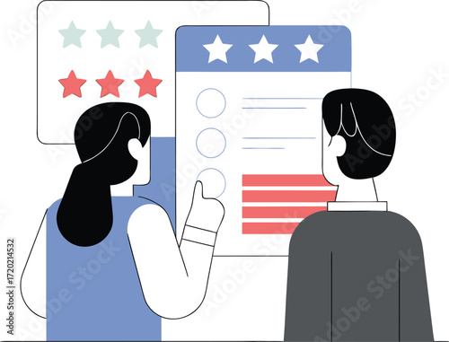 HR manager giving performance feedback to employees.