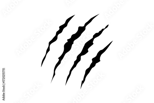 Claw mark vector silhouette set. Claws beast ripped marks.