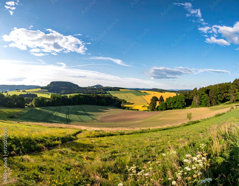 Fototapeta premium Panoramic view of a rural landscape