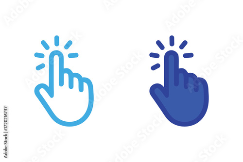 Hand click pointer icons set digital interface interaction elements