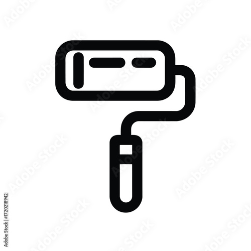 Simple black paint roller icon for design and renovation projects