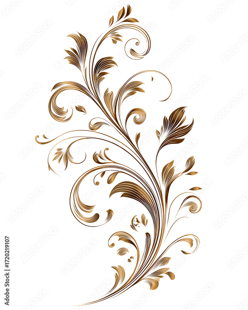 Fototapeta premium A gold leafy flower with a white background