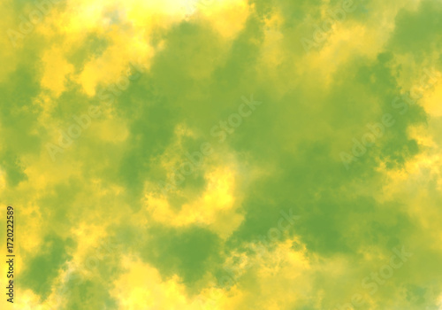 Watercolor Cloud Background – Abstract Organic Texture in Green and Yellow Tones.