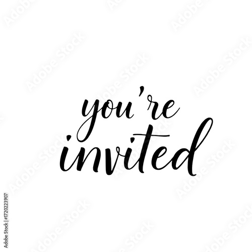 Elegant Handwritten Calligraphy: You're Invited - Black Script on White Background
