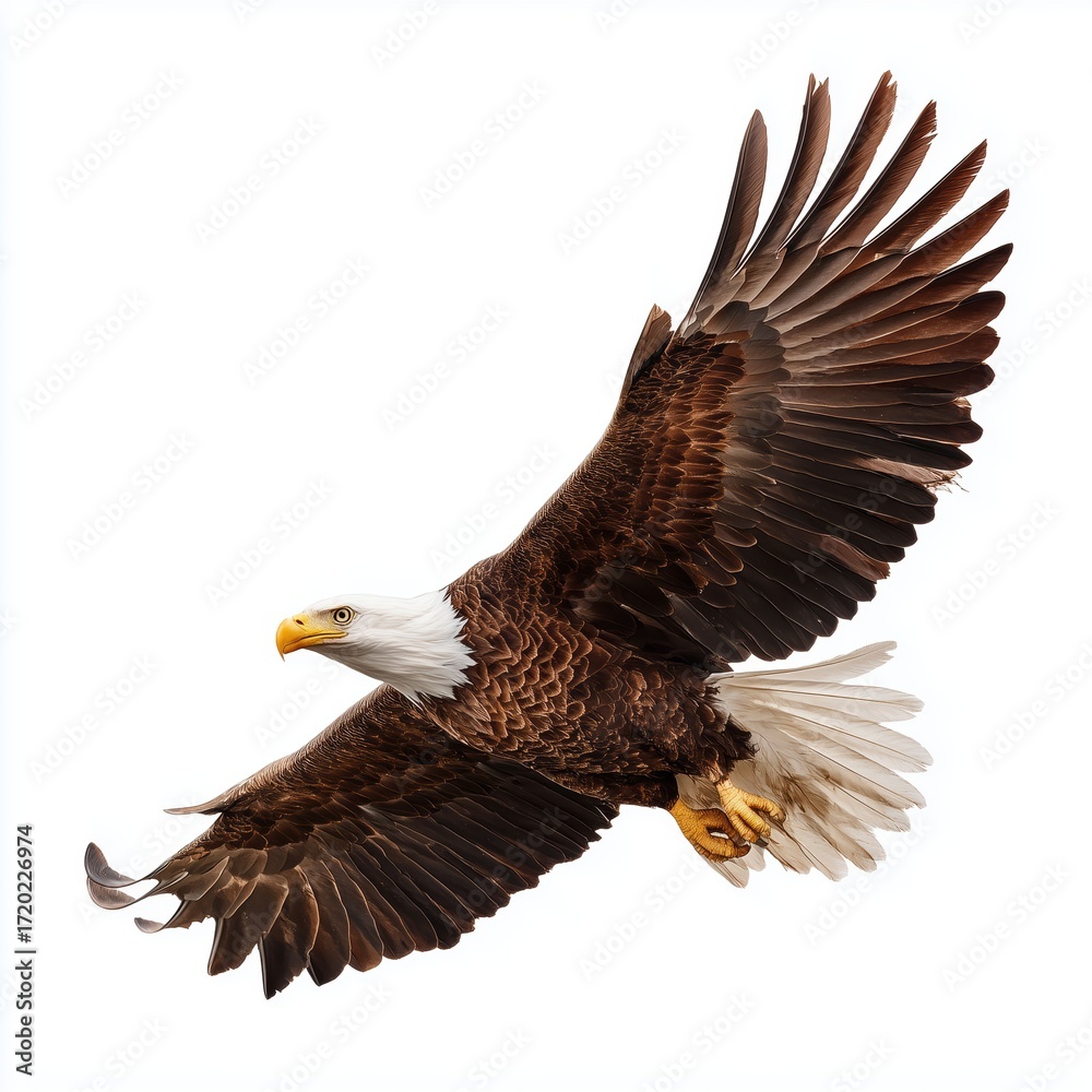 Fototapeta premium Majestic Bald Eagle in Flight , PNG isolated cut out image