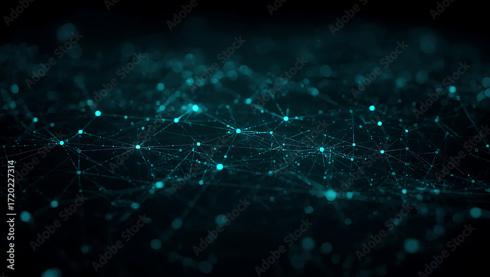 Obraz premium Abstract Network Connections Glowing Blue Dots and Lines on Dark Background technology digital