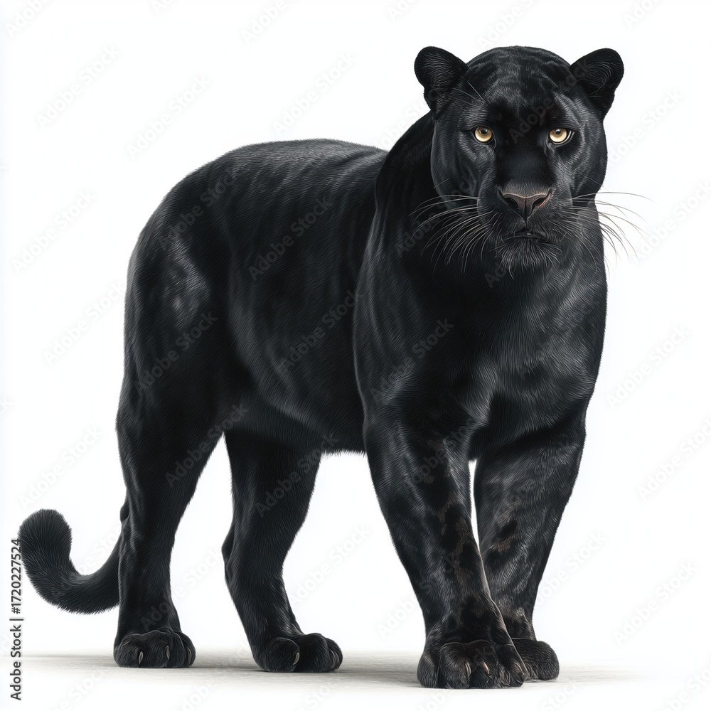 Obraz premium Majestic Black Panther Portrait , PNG isolated cut out image