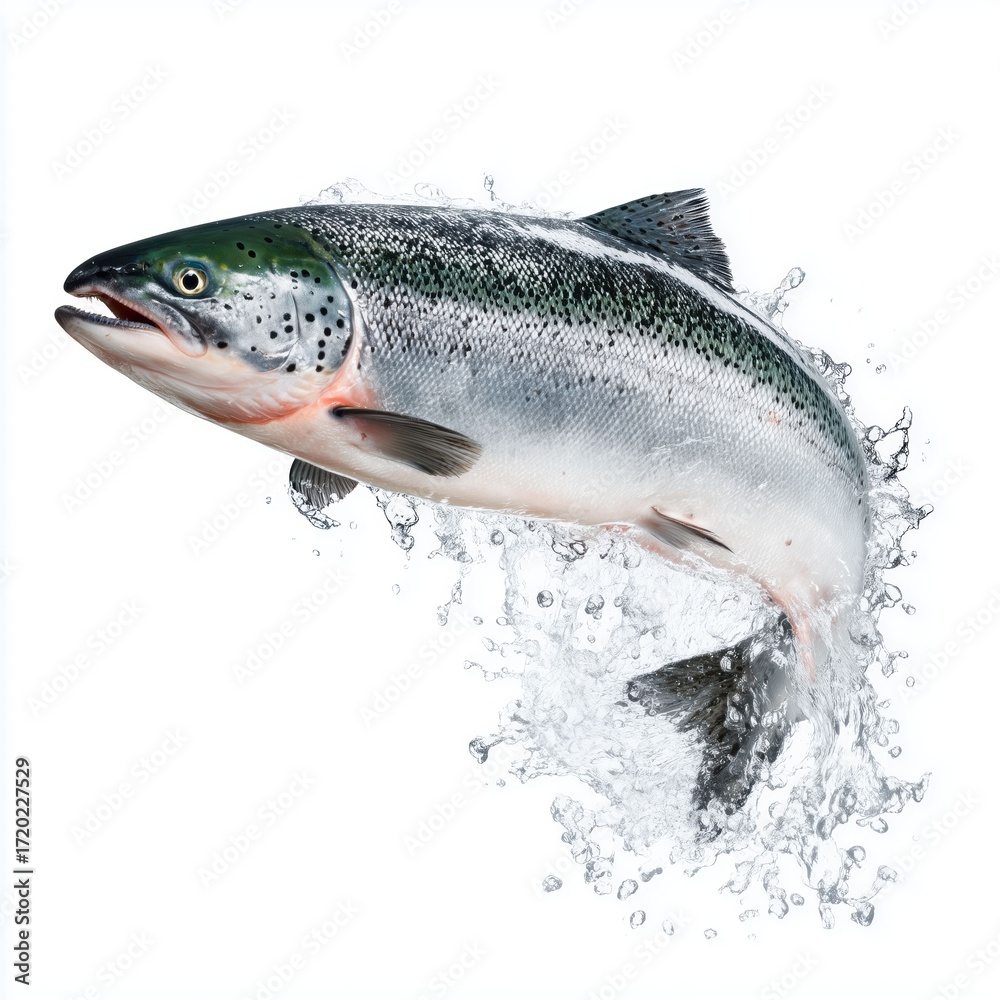 Obraz premium Majestic Salmon Leaping into the Air , PNG isolated cut out image
