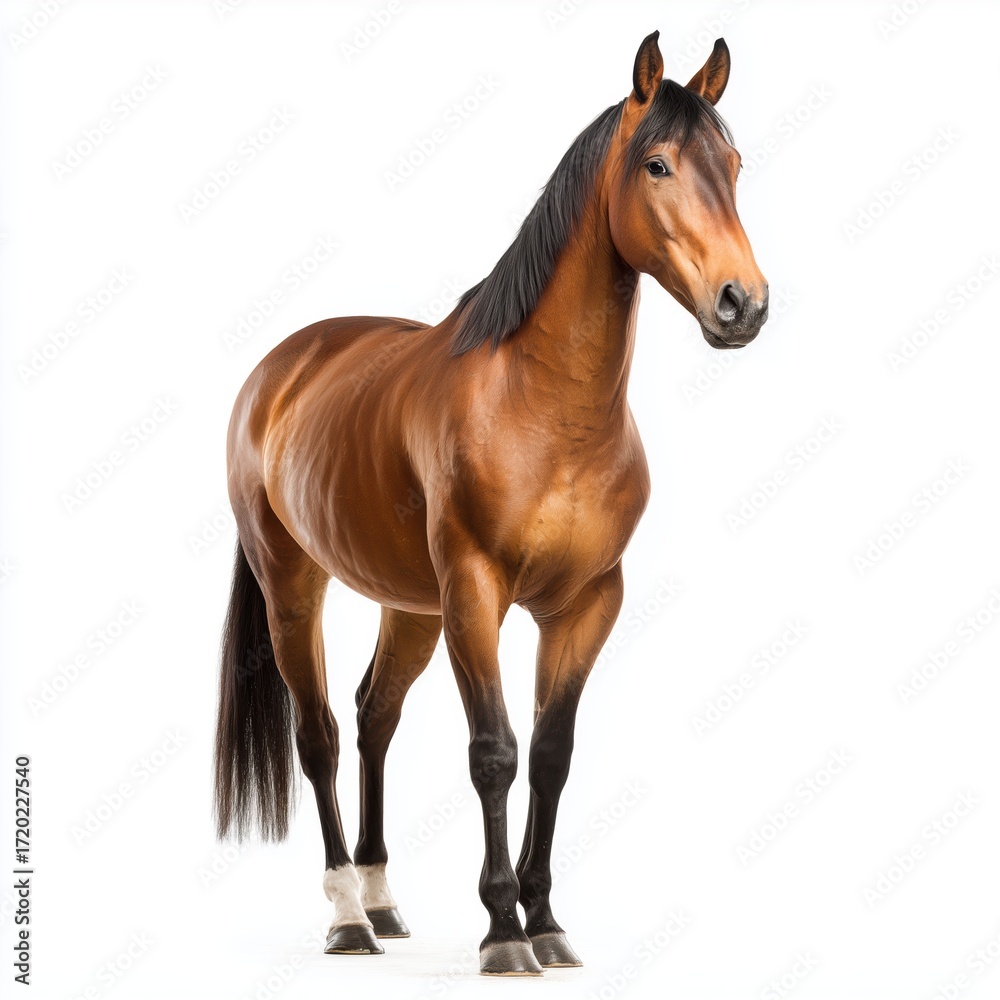 Fototapeta premium Majestic Brown Horse Portrait , PNG isolated cut out image