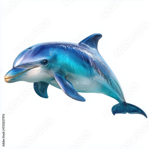 Majestic Dolphin Leaping in the Ocean , PNG isolated cut out image
