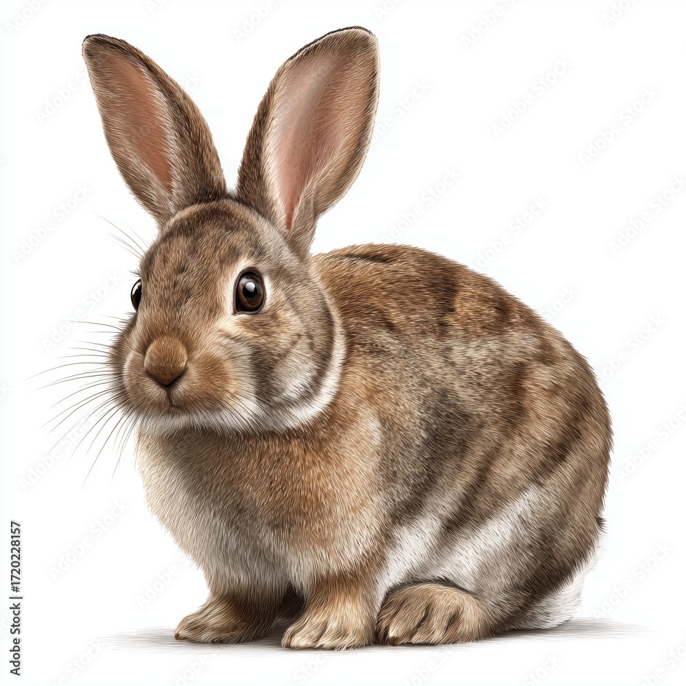 Fototapeta premium Detailed Portrait of a Rabbit , PNG isolated cut out image