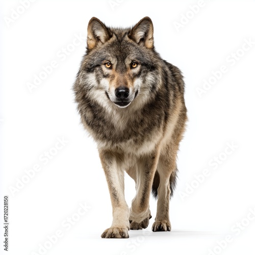 Majestic Wolf Portrait in Full Focus , PNG isolated cut out image