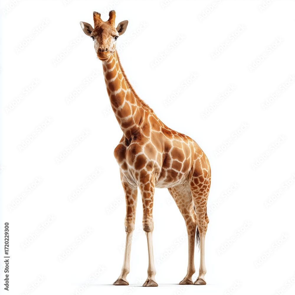 Obraz premium Majestic Giraffe Portrait Against White Background , PNG isolated cut out image