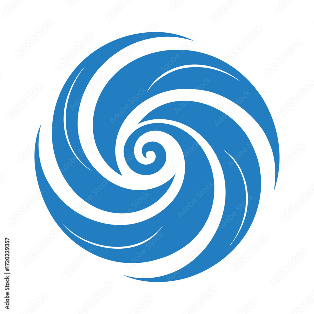 Fototapeta premium Blue spiral cyclone hurricane storm weather symbol graphic