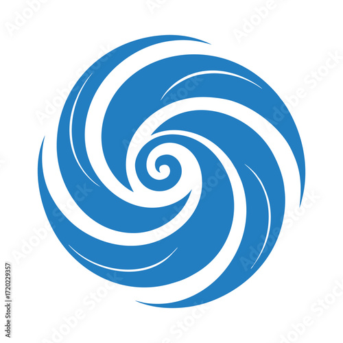Blue spiral cyclone hurricane storm weather symbol graphic