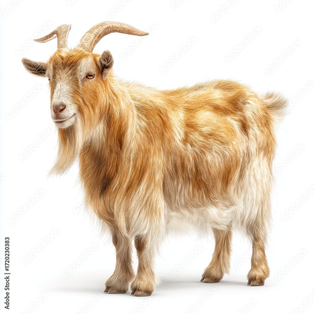 Fototapeta premium Majestic Brown Goat Illustration , PNG isolated cut out image