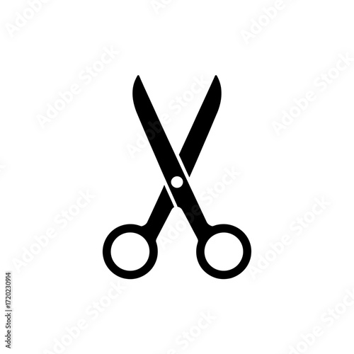 Minimalist black scissors icon simple cut tool symbol graphic element sharp blades