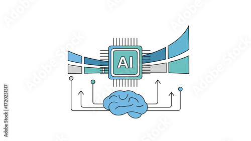 Artificial intelligence chip connects to brain neural network for future technology concepts