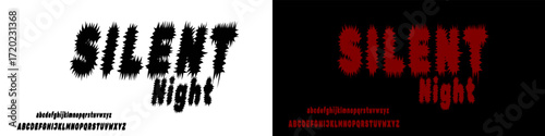 Dark creative font,black metal font underground music bloody rock root horror satanic alphabet typeface. Uppercase. Vector illustration