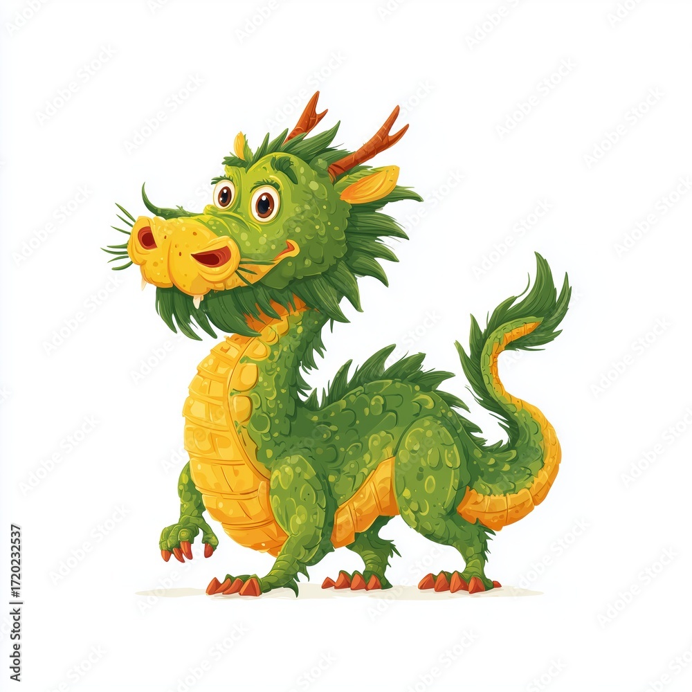 Fototapeta premium Adorable Cartoon Dragon Illustration , PNG isolated cut out image