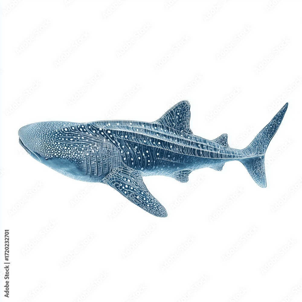 Fototapeta premium Stunning Whale Shark Illustration , PNG isolated cut out image