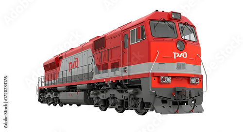Red russian railways locomotive train transportation vehicle engine railway transport railcar power technology transparent background