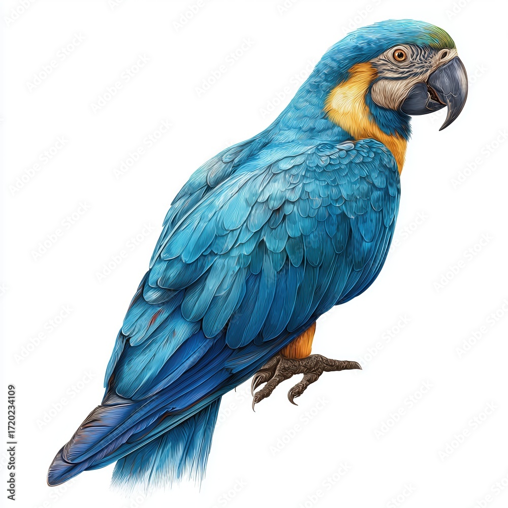 Fototapeta premium Stunning Blue Macaw Illustration , PNG isolated cut out image