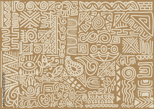 Seamless Tribal Pattern Abstract Aztec Mexican African Ethnic Ornament Design
