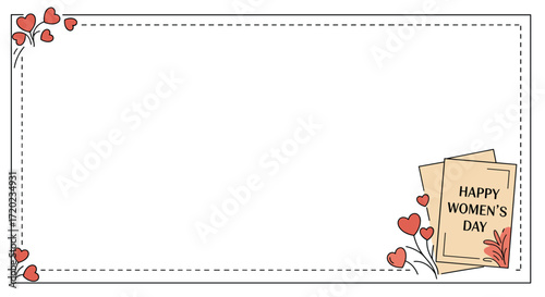 Women's Day greeting card with decorative hearts and notes  