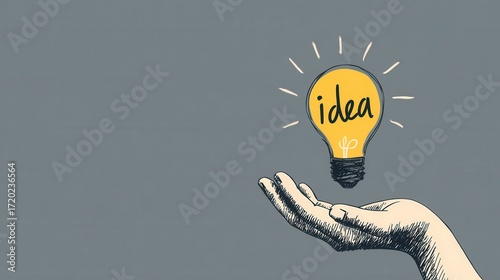 hand holding bright new idea