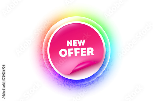 New offer sticker rainbow gradient. Paper offer price tag. New offer tag. Special price sign. Advertising Discounts symbol. Sticker label. Grain dots effect. Vector