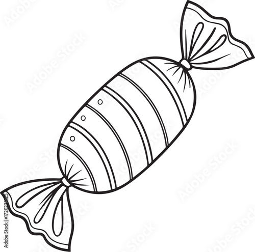 Candy Bonbon Hand-drawn Simple Drawing Sketch Vector Illustration for Kids Children Coloring Book, Isolated Black and White