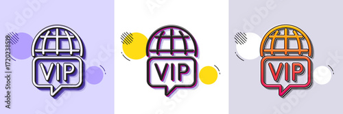 Vip internet line icon. Halftone dotted pattern. Gradient icon with grain shadow. Very important person wifi access sign. Member club privilege symbol. Line vip internet icon. Various designs. Vector