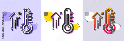 High thermometer line icon. Halftone dotted pattern. Gradient icon with grain shadow. Temperature diagnostic sign. Fever measuring symbol. Line high thermometer icon. Various designs. Vector