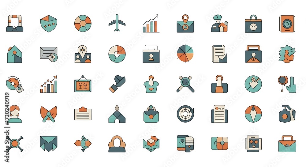 Fototapeta premium Business and Finance Icon Set for Presentations and Websites