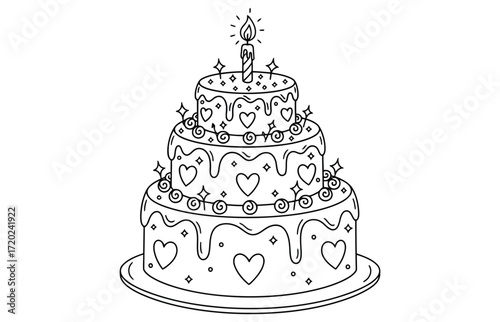 Illustration of a pink cake pop with yellow icing and sprinkles, perfect for dessert menus, bakery promotions, or sweet treatthemed designs