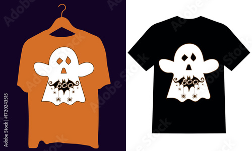 Happy Halloween Tee Designs: Artistic rendering of a captivating Halloween t-shirt design, showcasing festive holiday spirit, the spooky illustration exudes enchantment and thrills.